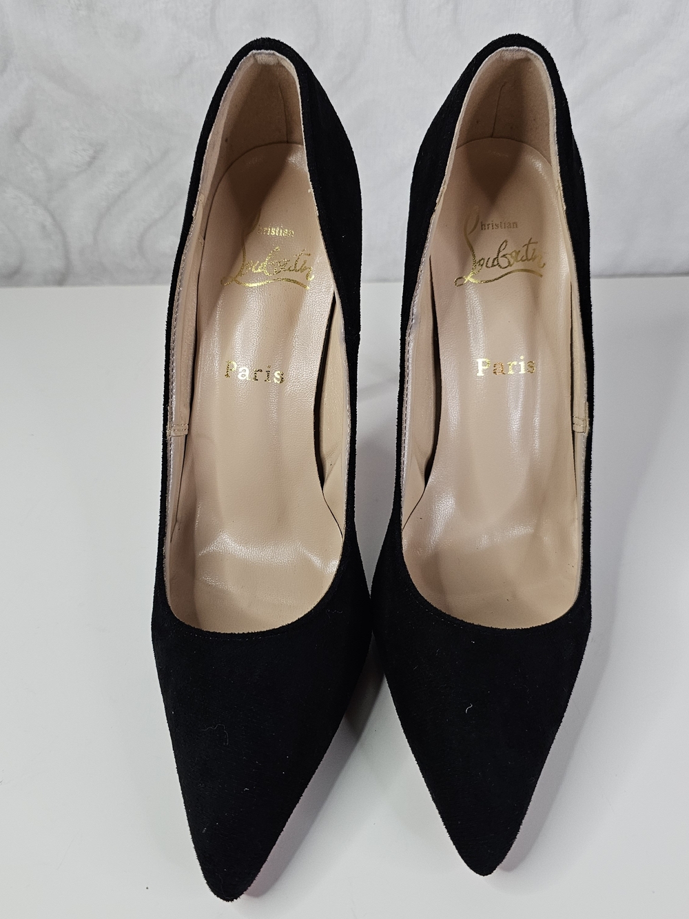 CL Black Suede Pointed Toe Pumps